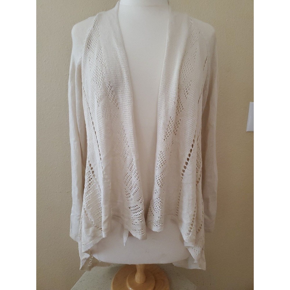 Calstyle Ivory Cardigan Long Sleeve Size Small Lace And Eyelet Design